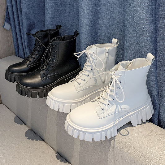 Women's Fashion Personality Thick Sole Lace Up Martin Boots