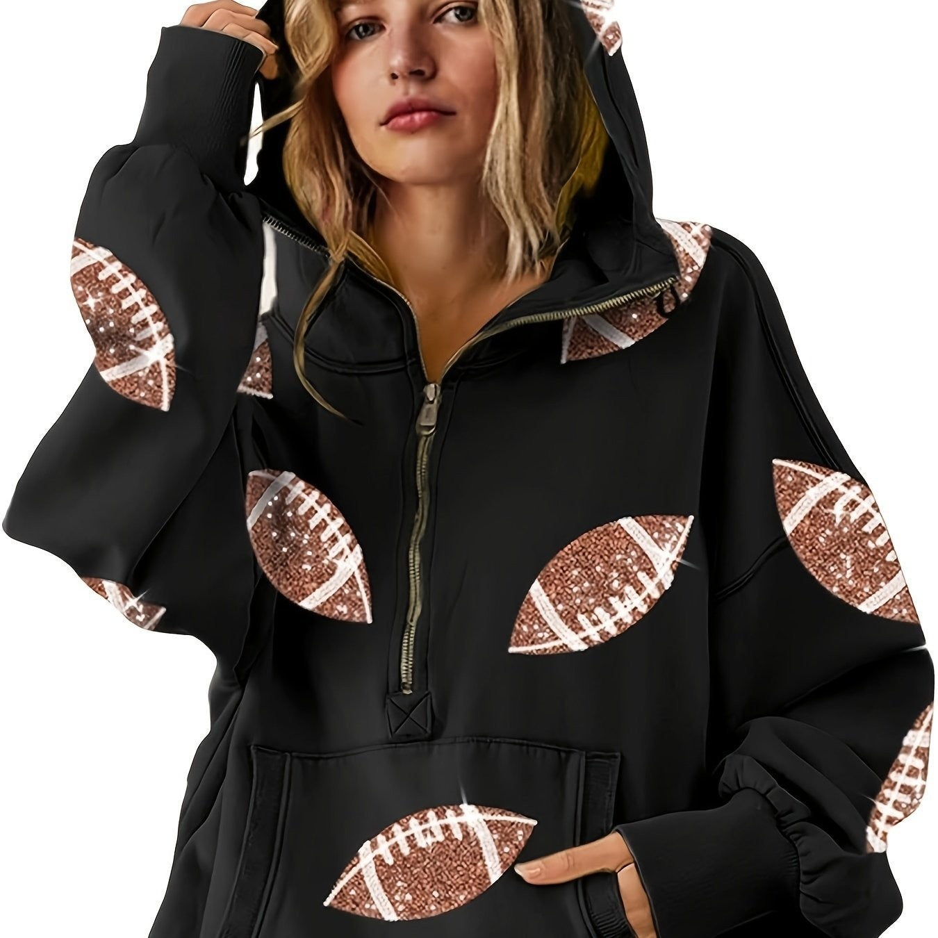 Sweater Damebeklædning Lynlås Snøre Lange Ærmer