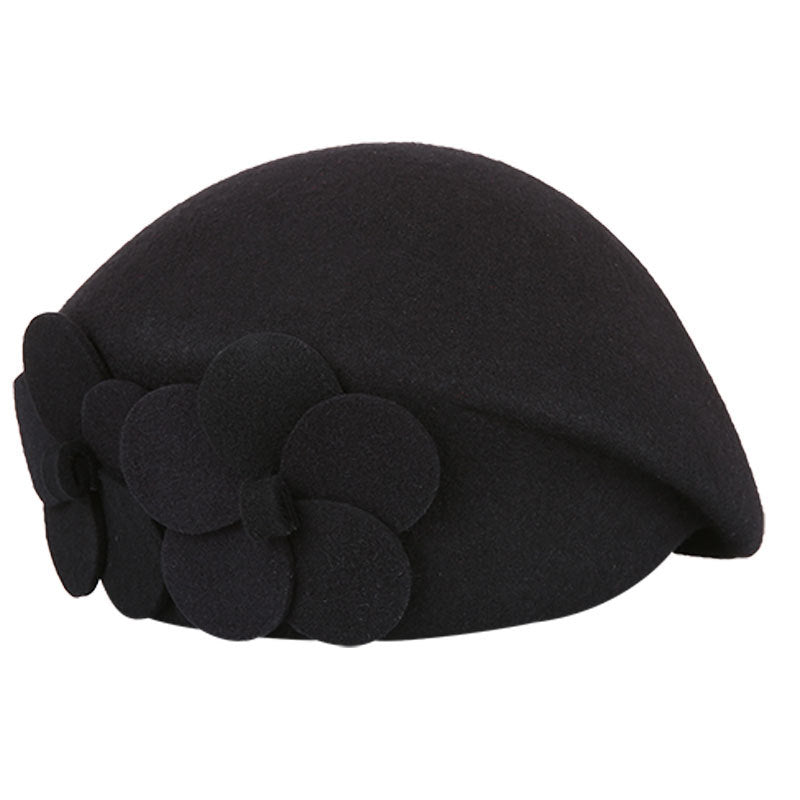 Double Flower Beret Stylish Elegant Wool