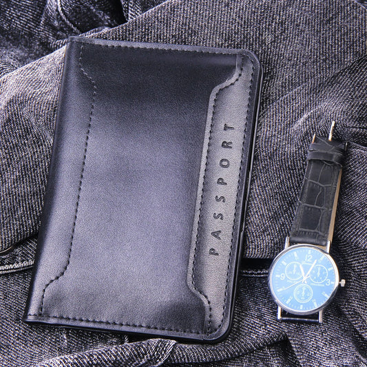 Cowhide Portable Travel Simple Multi Card Passport Protector