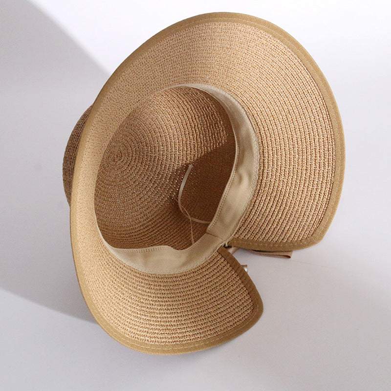 Women's Fashion Pearl Large Eaves Cover Face Sun Protection Fisherman's Hat