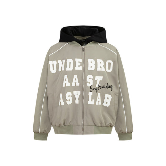 American High Street Letter Patch Embroidery Contrast Color Coat For Men