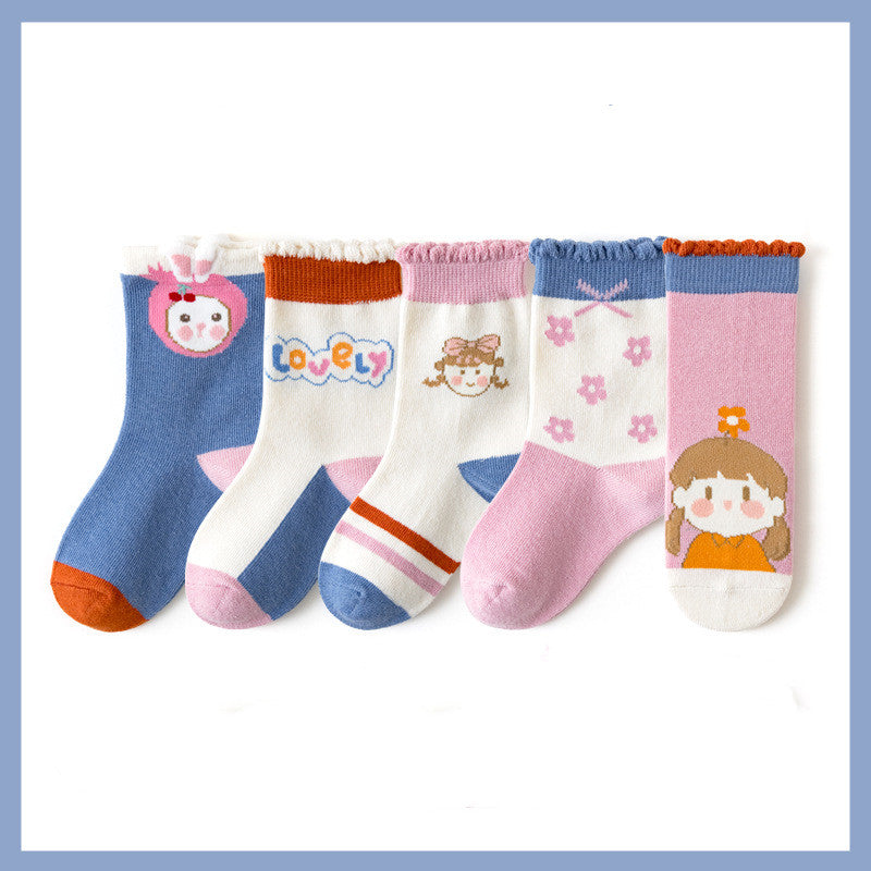 Children's Bright Color Trendy Middle Tube Casual Student Socks