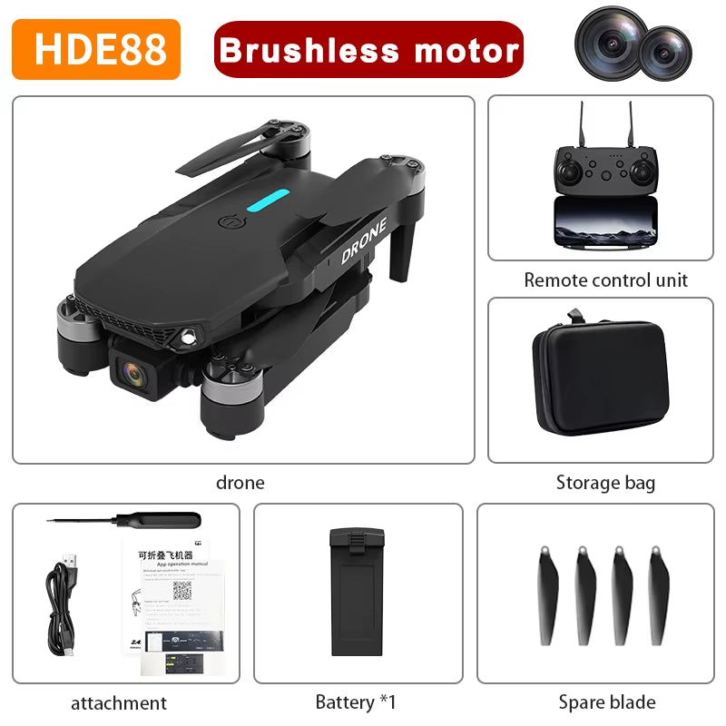 E88 PRO 8K Drone with Camera Obstacle Avoidance Optical Flow Remote Control Drone Dual Camera Mini Drone Brushless Motor Drone