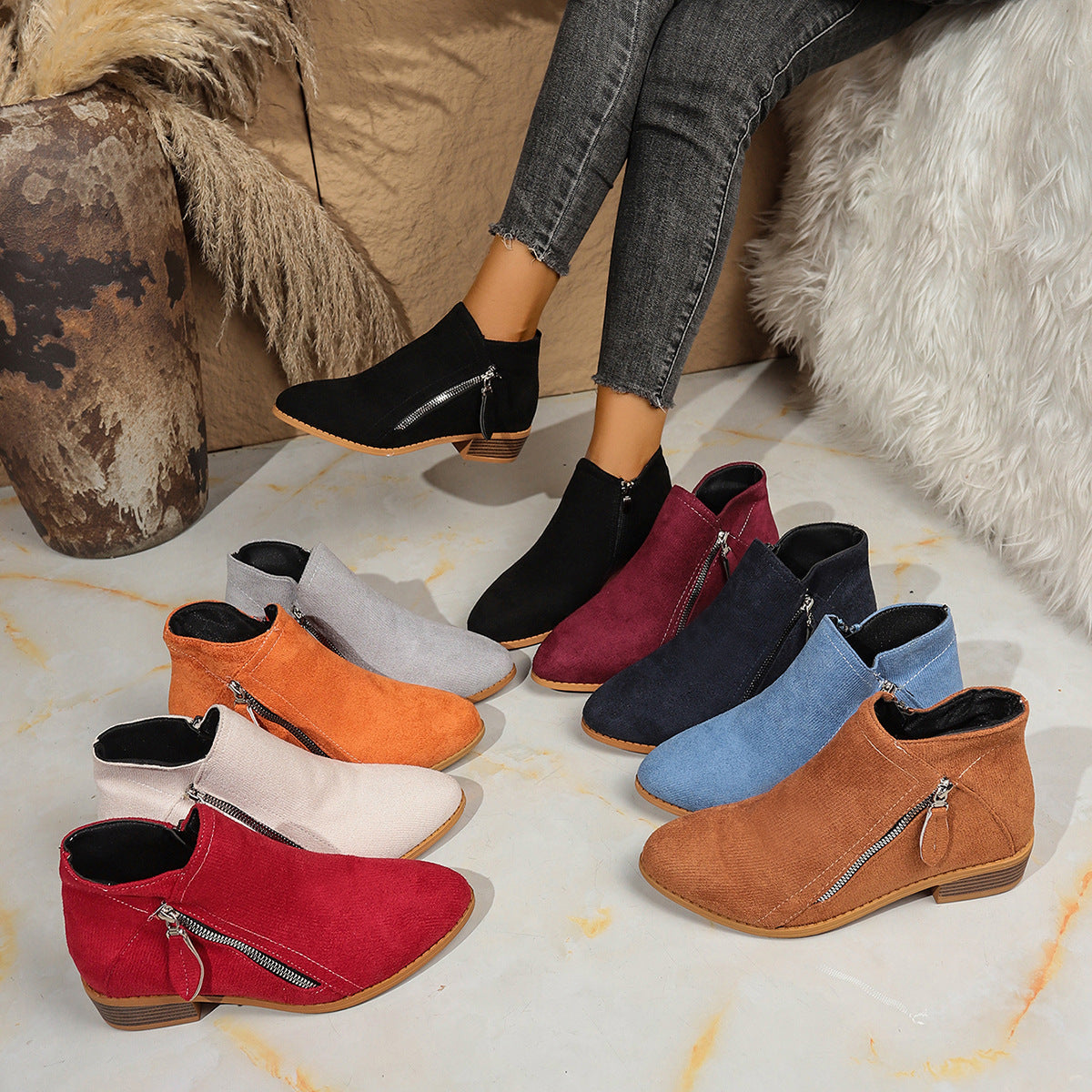 Suede European And American Style Women's Ankle Boots