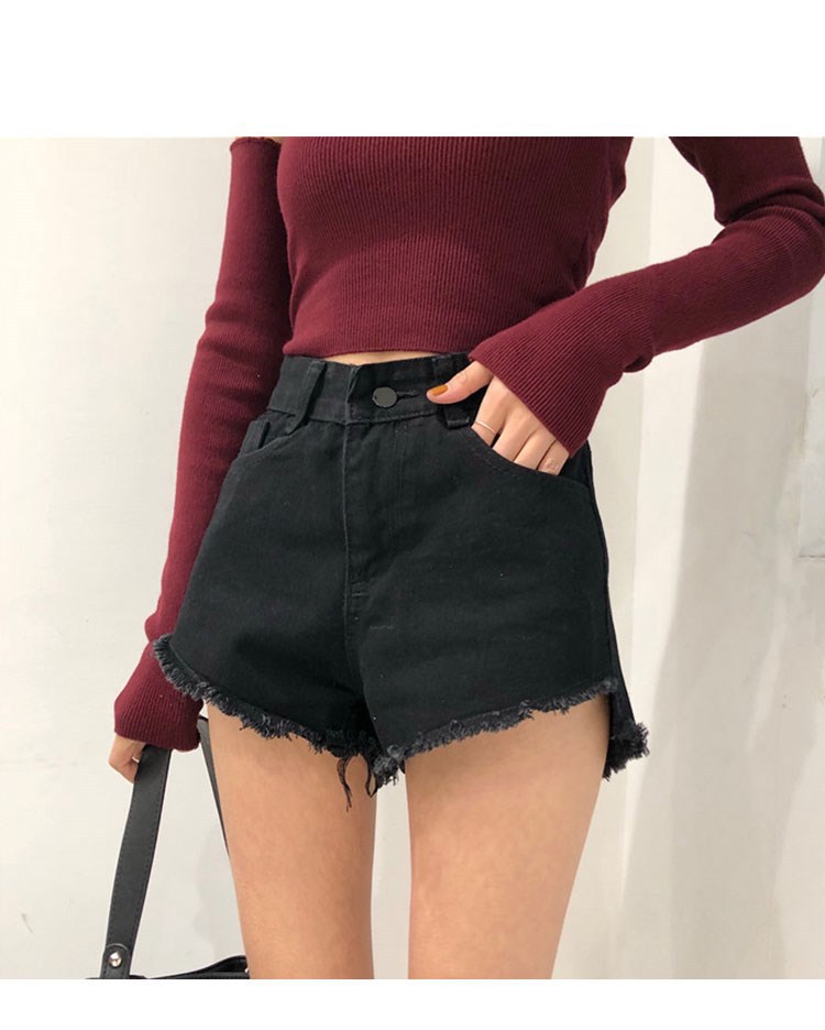Fashion High Waist Simple Loose Frayed Wide Leg Shorts All-match