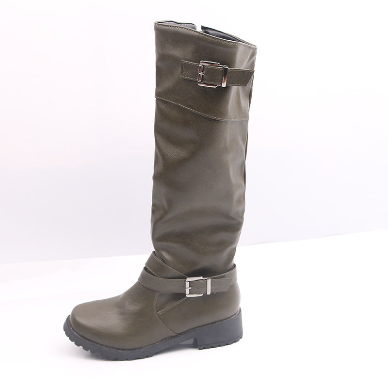 New Winter Fashion Low Heel Buckle Ladies Boots