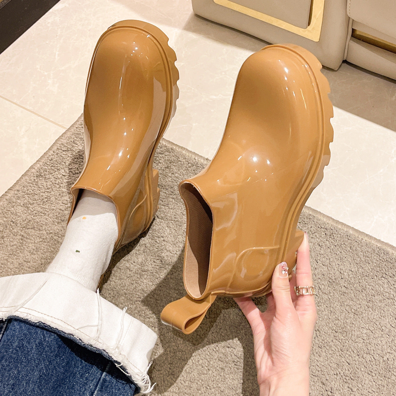 Fashion Candy Color Rubber Anti-Slip Rain Boots