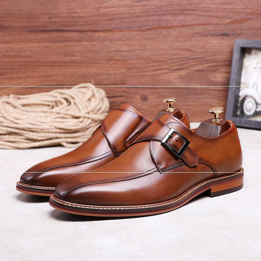 Formal Men's Square Toe Shoes British Monk Shoes