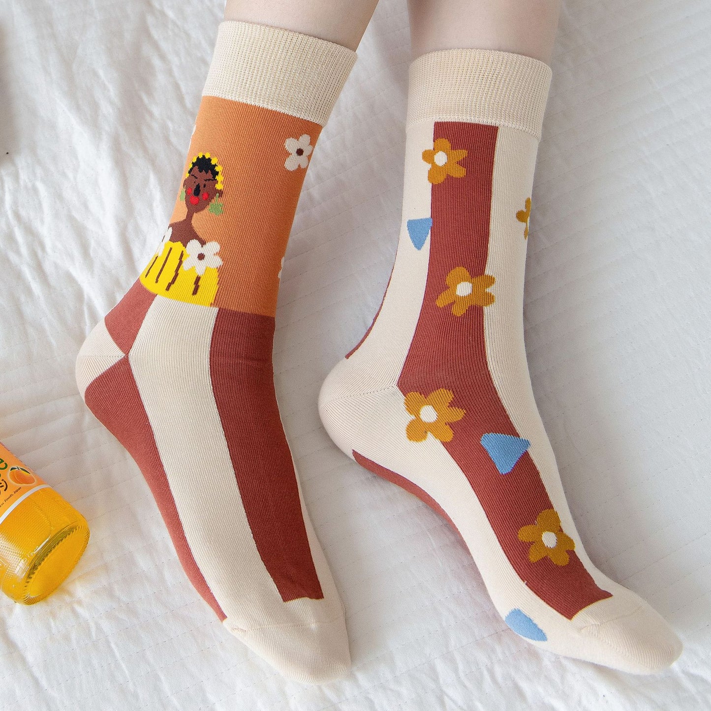 High Stockings Creative Cartoon Small Flower Tide AB