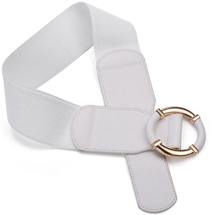 Ring Buckle Elastic Elastic Waist Waist Protection Dress Wide Belt