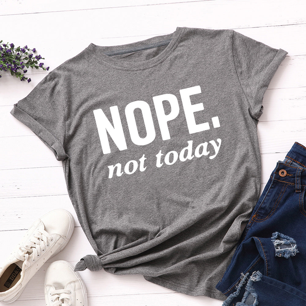 Women's Letter Loose Round Neck Short Sleeve T-Shirt