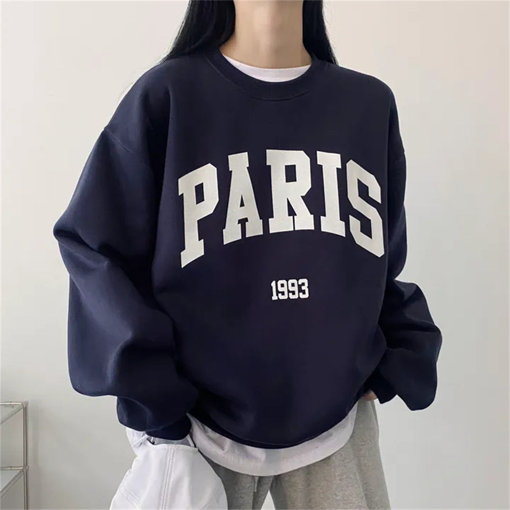 Skjorte Fleece Trykt Langærmet Bogstav Sweater
