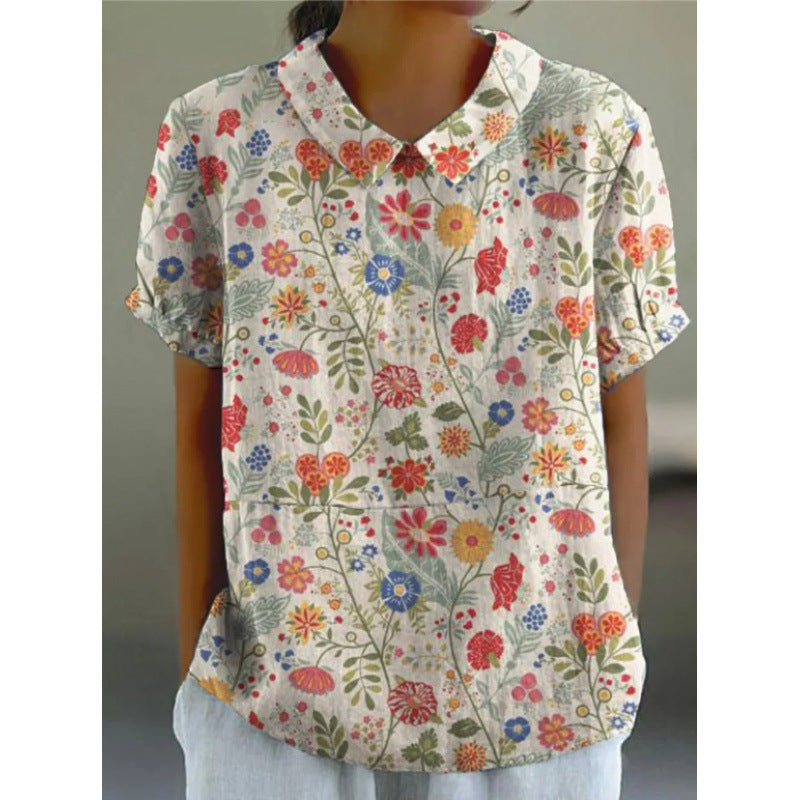 Women's Short Sleeve Printed Pullover