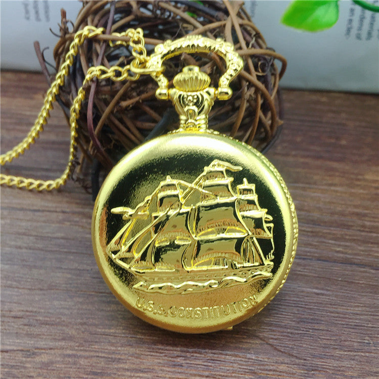 Mode Retro Kabine Lokomotiv Flip Stort Lommeur Guld Kvarts Ur