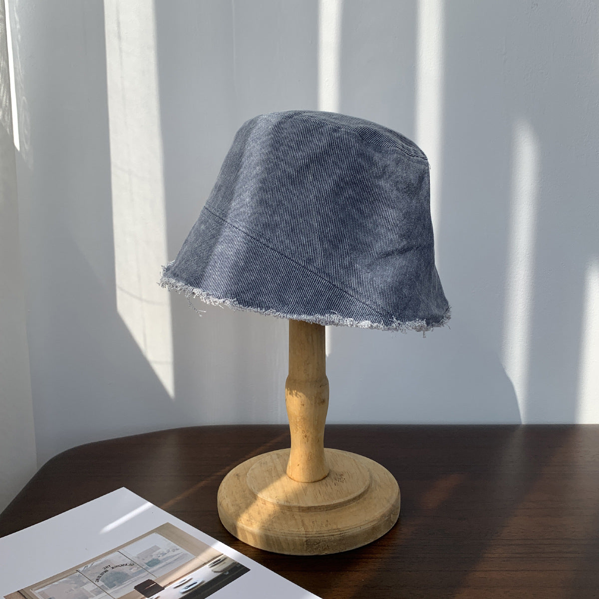 Washed Frayed Hem Denim All-matching Fisherman Hat