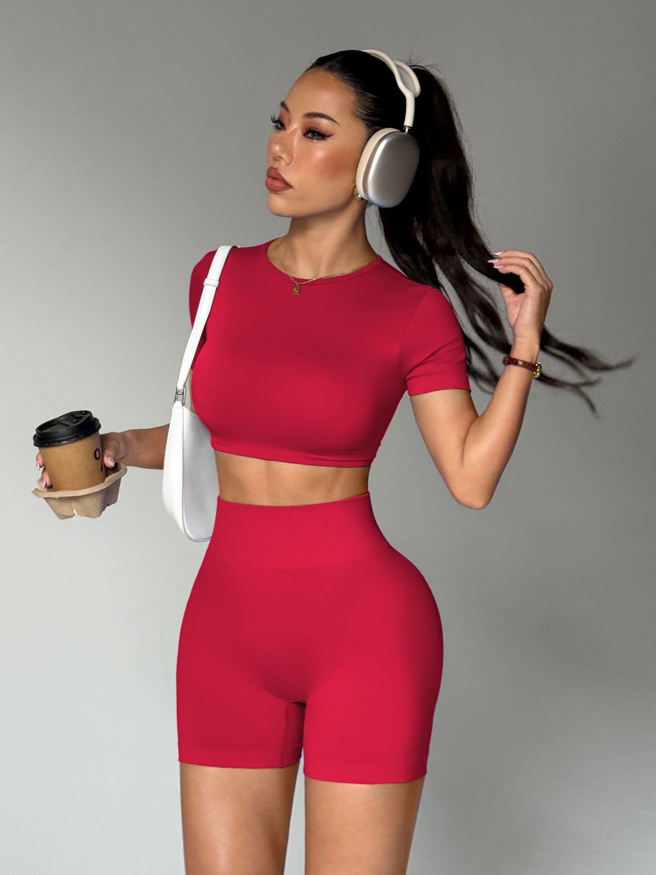 Quick-drying Bare-feel Beautiful-back Short-sleeve Yoga Outfit Set