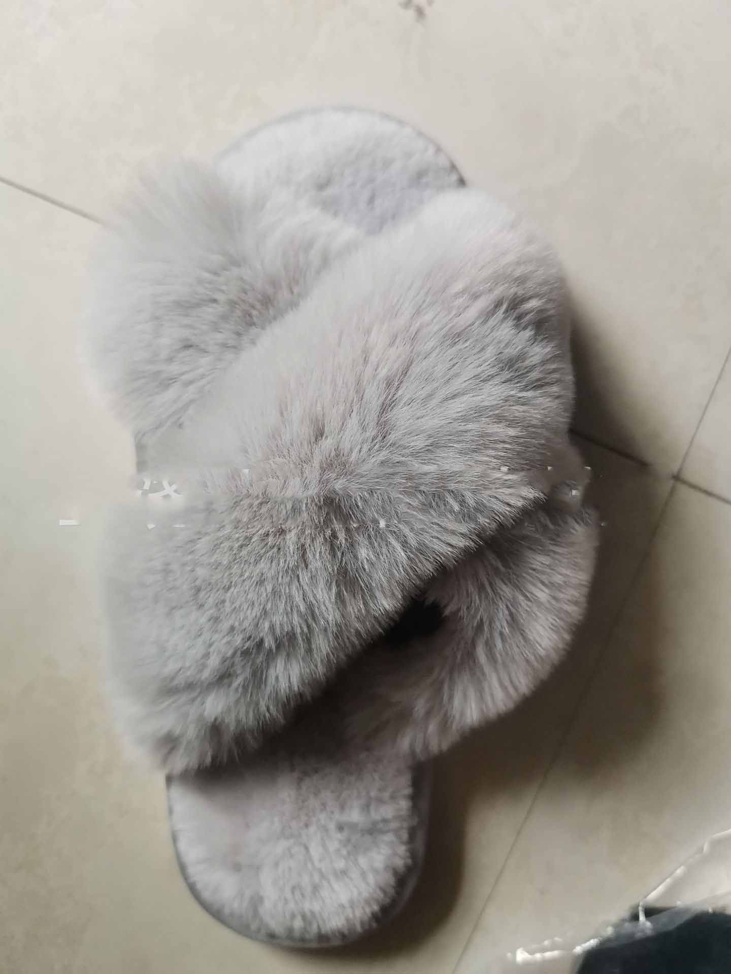 Dame Mode Varme Bløde Hjemmesko Hyggelige Faux Fur Kryds Indendørs Sandaler Flade Bløde Pelsede Damemodeberømtheder Tøfler