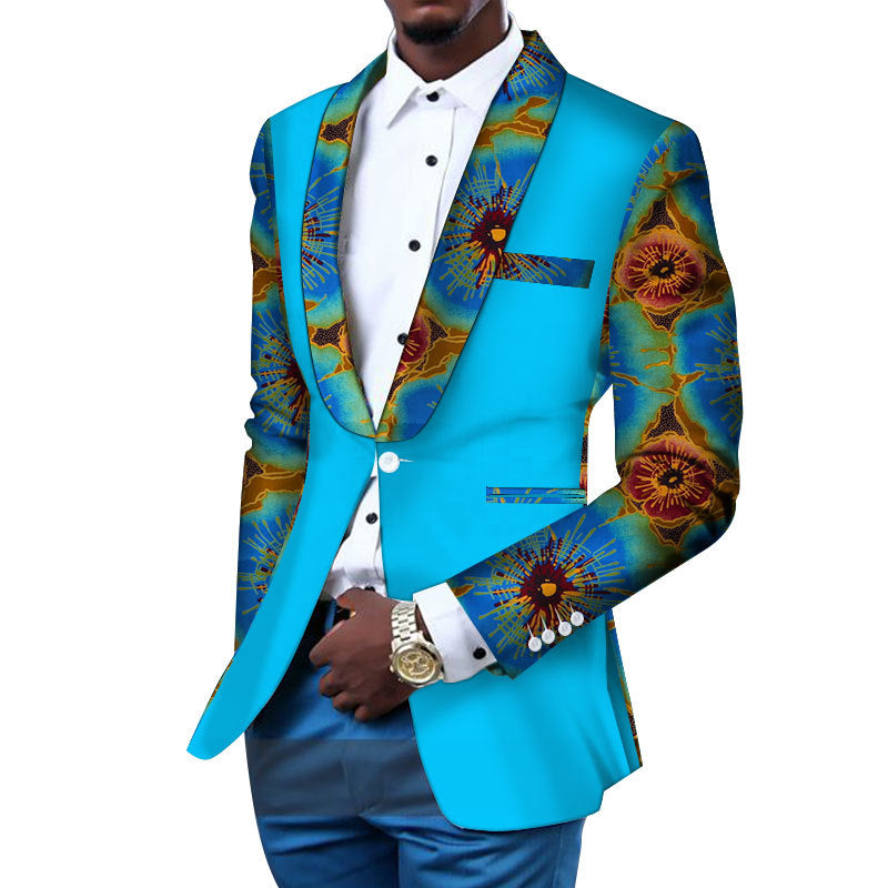 African Men's Casual Printed Cotton Suit