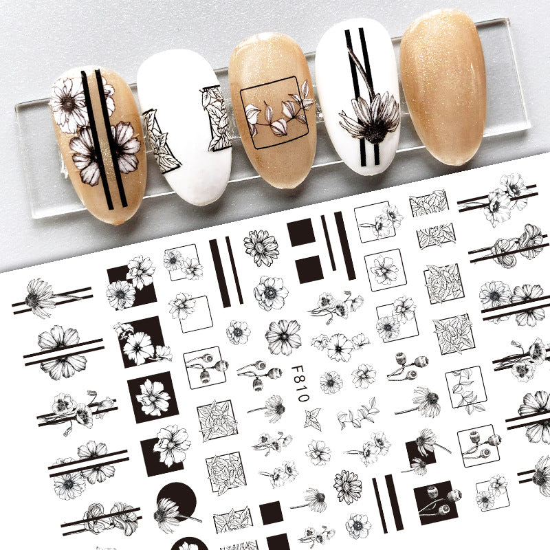 New Flower Nail Art Decal Plain Hand Painted