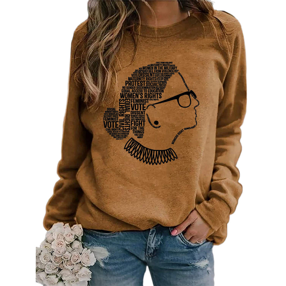 Justice Monogram Print Crew Neck Long Sleeve Sweatshirt