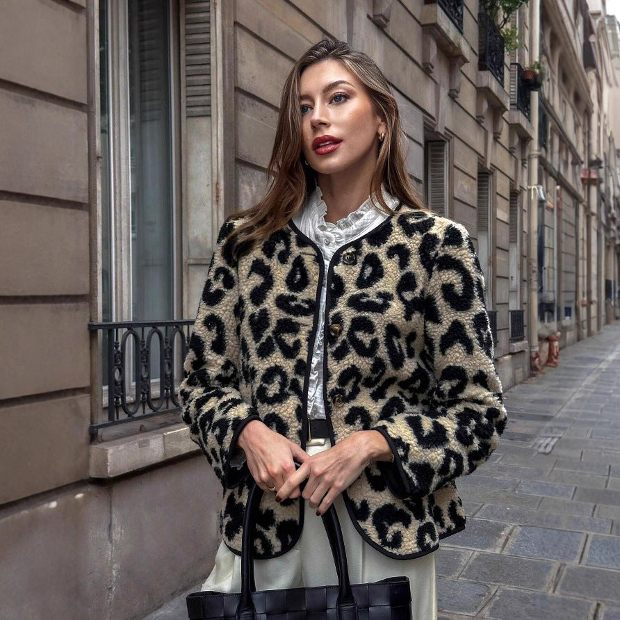 Single-breasted Lamb Fur Integrated Short Jacket Women