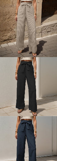 Tied Lotus Leaf Elastic Trousers