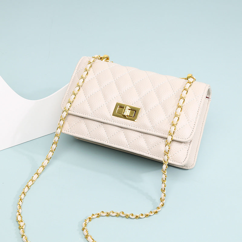 Trendy Small Fragrant Wind Single Shoulder Head Layer Cowhide Female Bag Crossbody