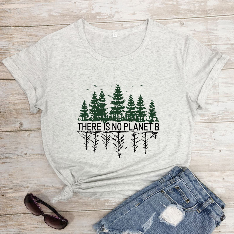 Pine Forest Pattern European And American Street Popular Short-sleeved T-shirt Female