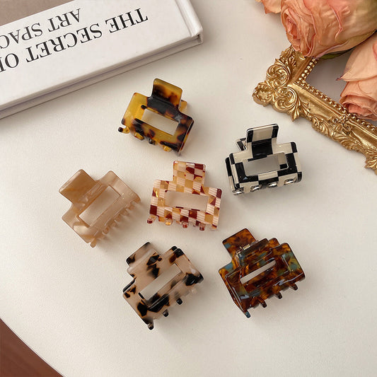 Chessboard Plaid Barrettes Women's Small Size Headdress
