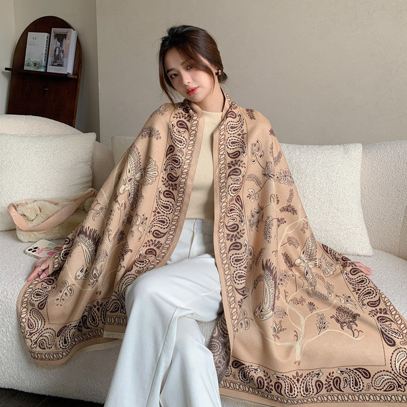 All-matching Thickened Double-sided Student Scarf Dual-purpose Tassel Shawl