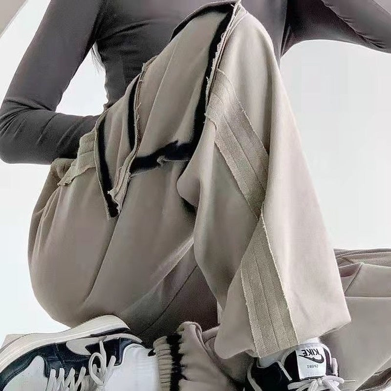 New Grey Sports Pants Fashion Loose Workwear Retro