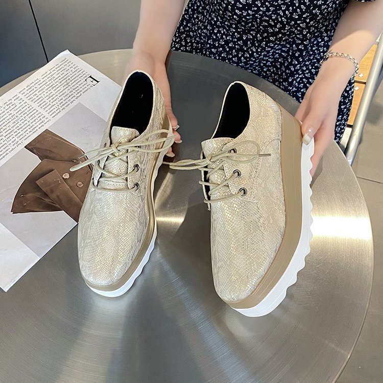 Women's Platform Shoes Height Increasing Skinny Low Top
