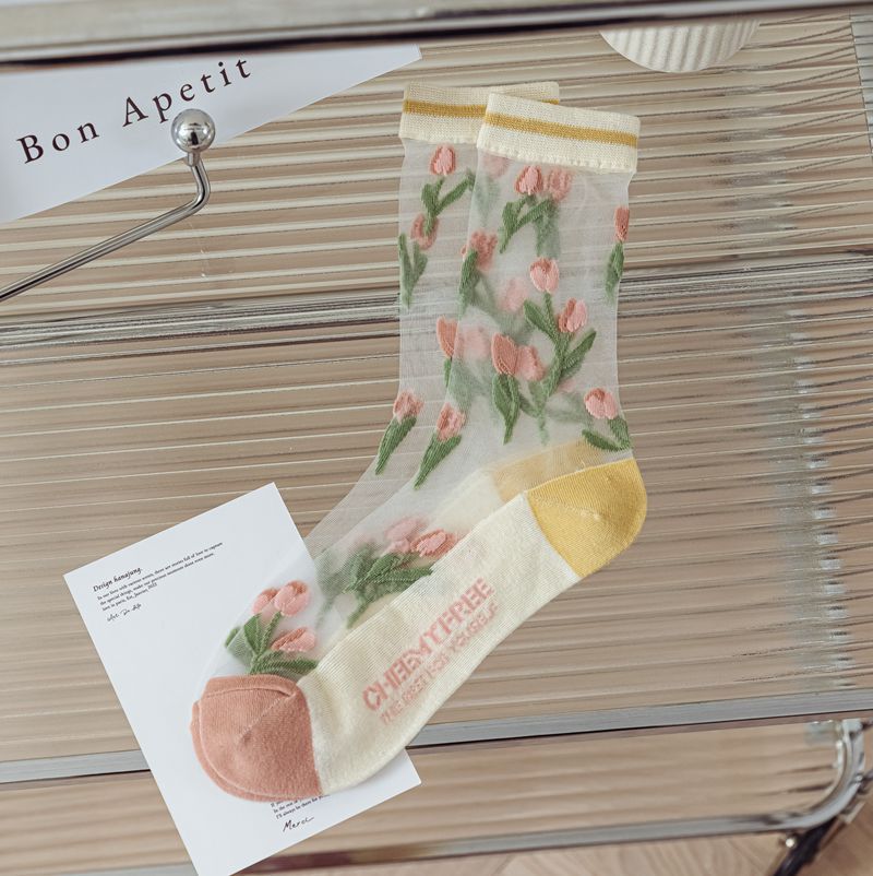 Tulip Fairy Wind Transparent Crystal Glass Silk Women's Socks