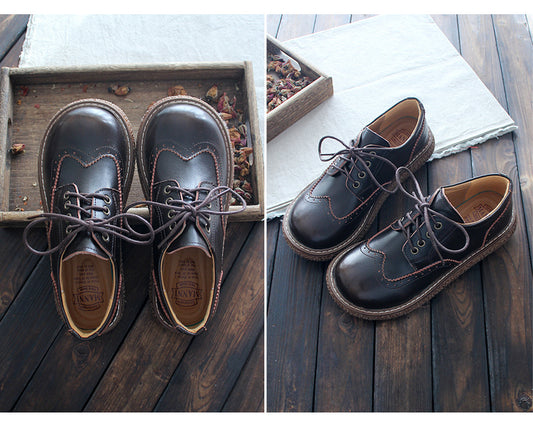 Literary Retro Small Leather  Women's Shoes