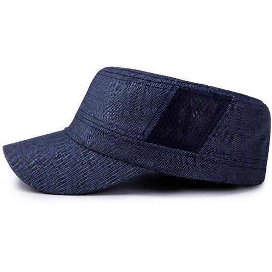 SpringSummer Linen Mesh Breathable Flat-Crown Cap