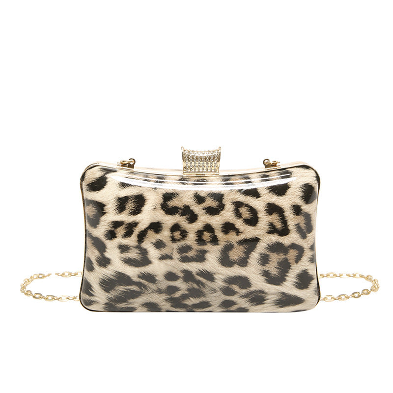 Simple And Versatile Leopard-Print Square Handbag For Socialites And Evening Events