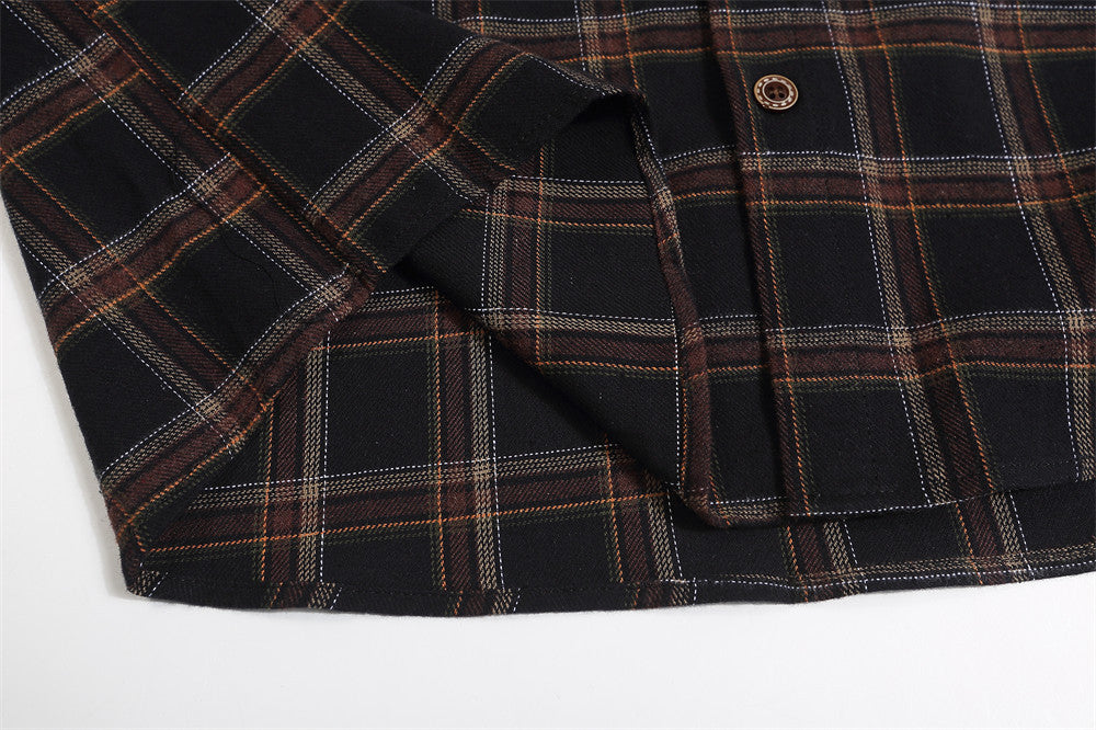 Letter Plaid Casual Polo Collar Shirt