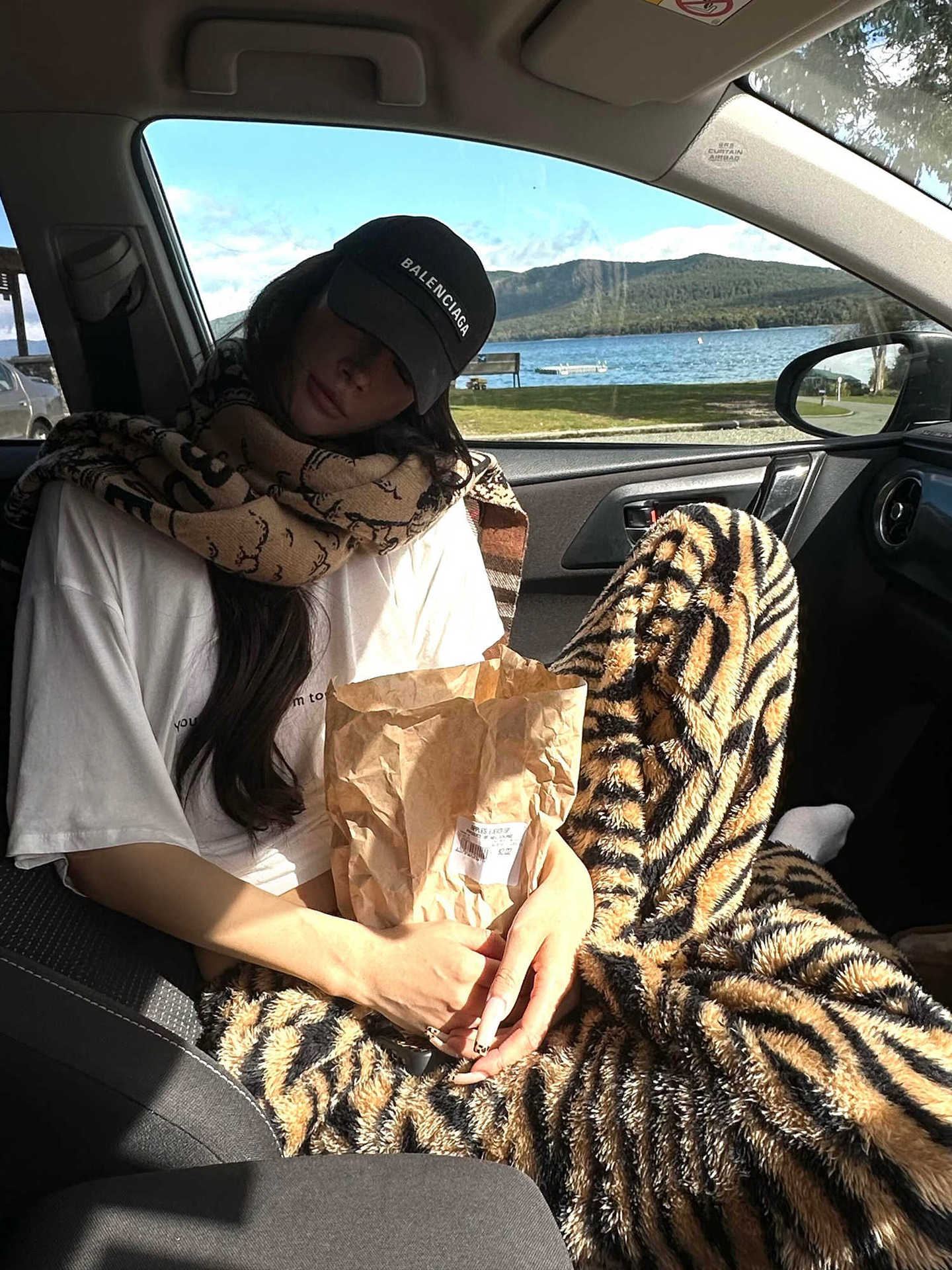 French Retro Flannel Tiger-Print Pajama Pants