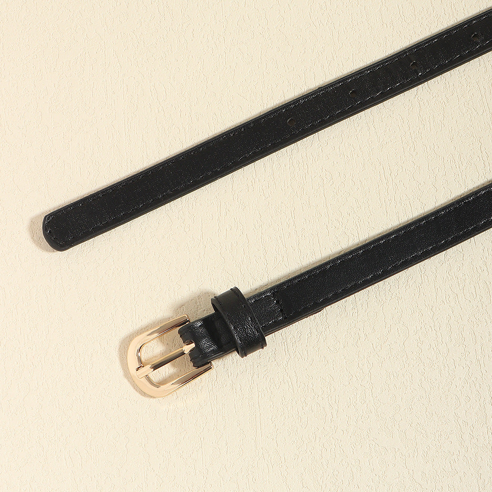 European And American Simple Women's Metal Chain Woven PU Stitching Belt Punk Versatile Simple Waist Chain