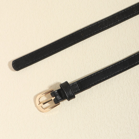 European And American Simple Women's Metal Chain Woven PU Stitching Belt Punk Versatile Simple Waist Chain