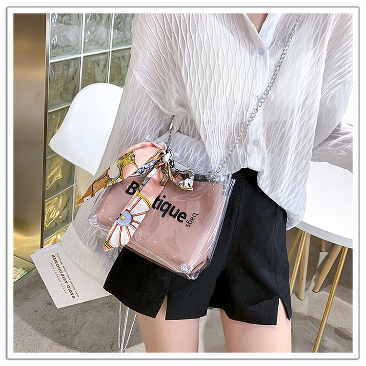 Transparent letter shoulder bag
