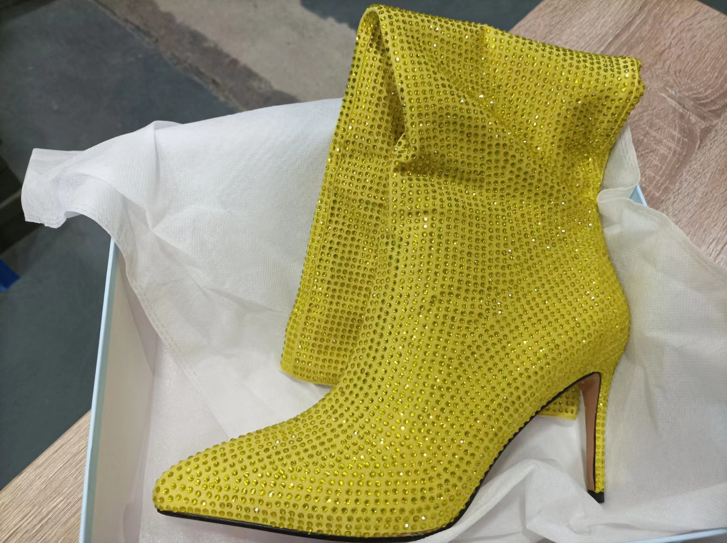 New Fashion Hot Drilling High Heel Pointed Long Tube Women's Shoes