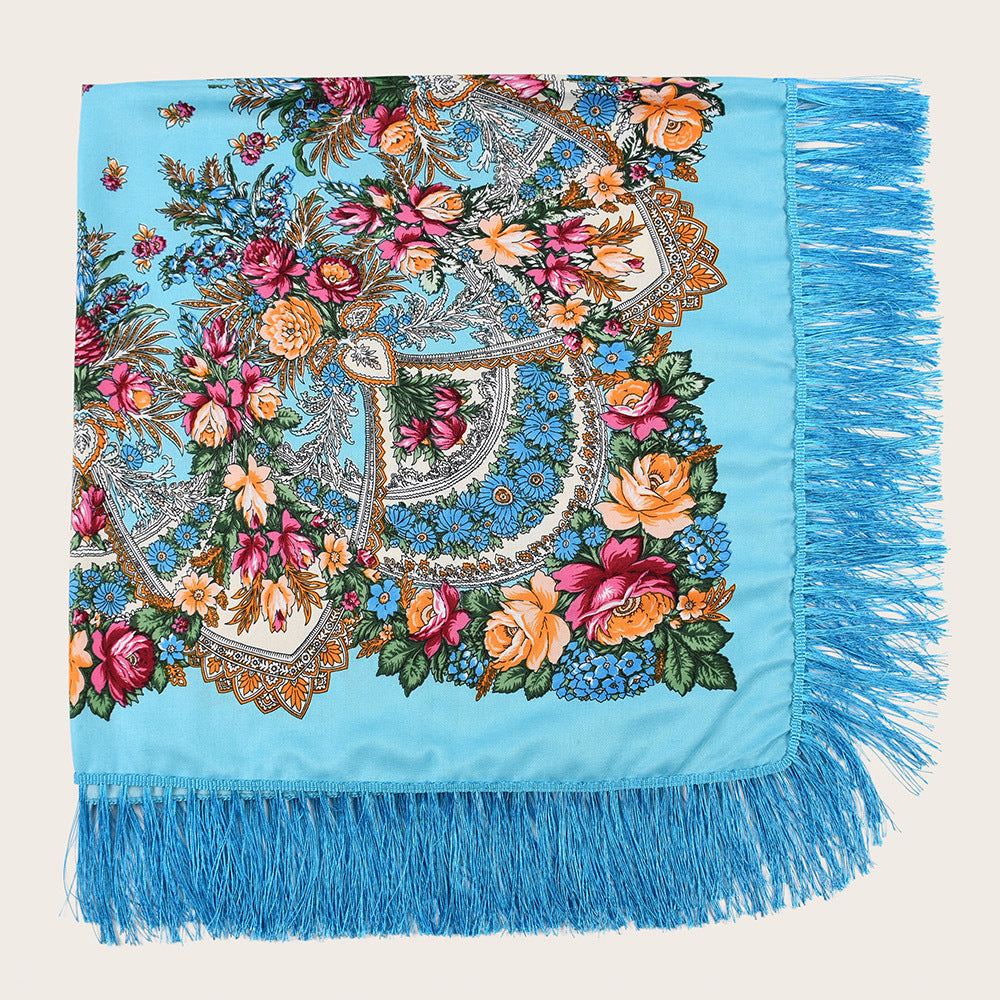 Shade And Sunscreen Printed Fringed Shawl