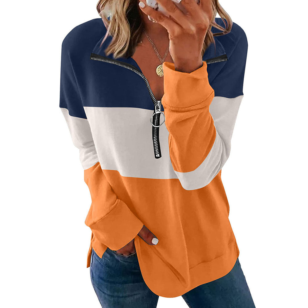 Women's Loose All Match Colorblock Long Sleeve Leopard Print Sweatshirt