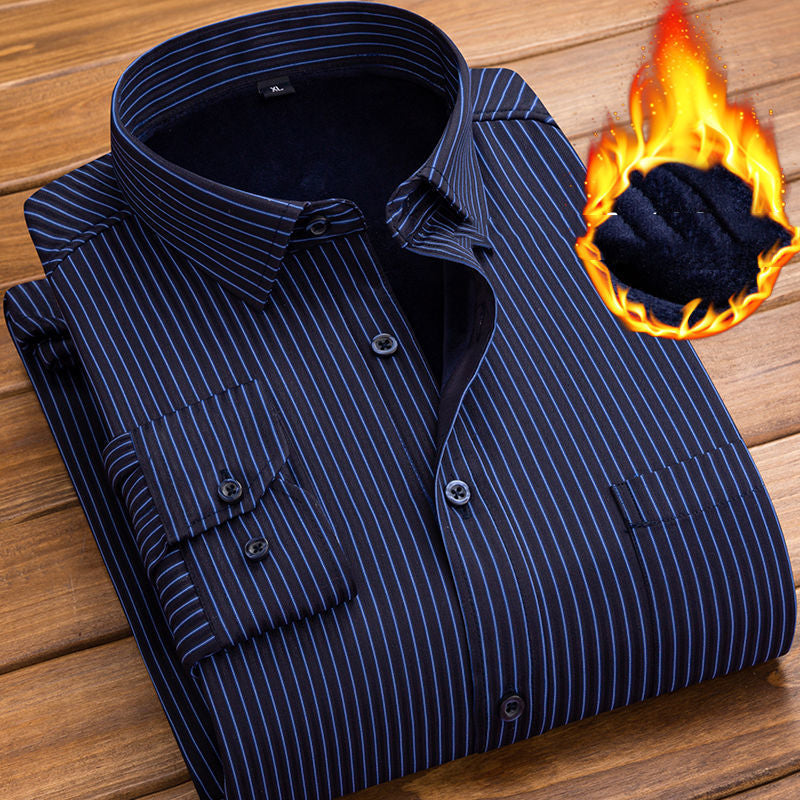 Men's Warm Shirt Plus Velvet Padded Long Sleeves