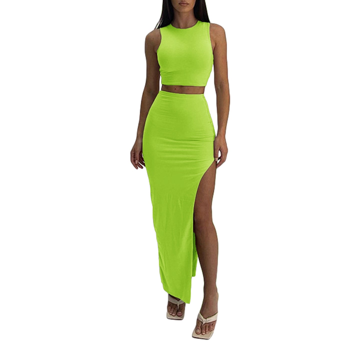 High-waisted Figure-flattering Side-split Skirt In A Casual JapaneseKorean Style