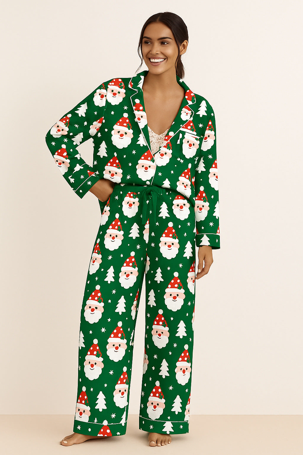 European And American Christmas Women's Printed Two-piece Suit Home Wear Pajamas