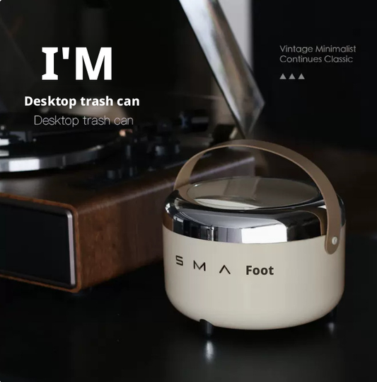 Portable desktop trash can-cream color-20 * 20 *13.5cm-1 piece