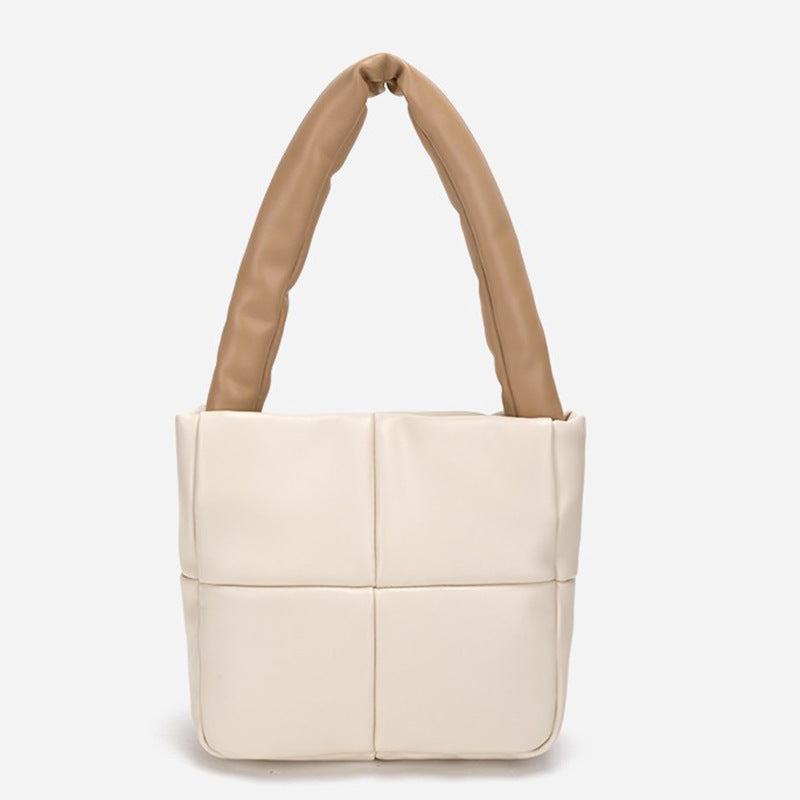 Small Cute Down Handbag Soft Leather Rhomboid